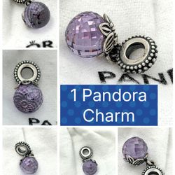 1 Pandora Morning Butterfly Purple CZ Dangle Charm