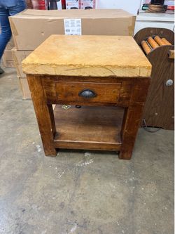 vintage stone top wood nightstand solid