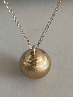 HARDWARE  ROUND BALL 14K YELLOW GOLD TEXTURED Custom made Vintage  w 19.5" chain