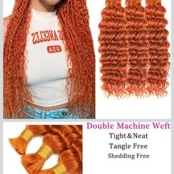 350 Braiding Hair Deep Wave a beautiful Ginger Color Human Hair 3 Bundles Each One Is 22 Inches Long 