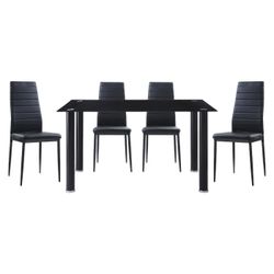Brand New White Or Black Glass Table (31.5 x 55 x 29.5H) + 4 Chairs