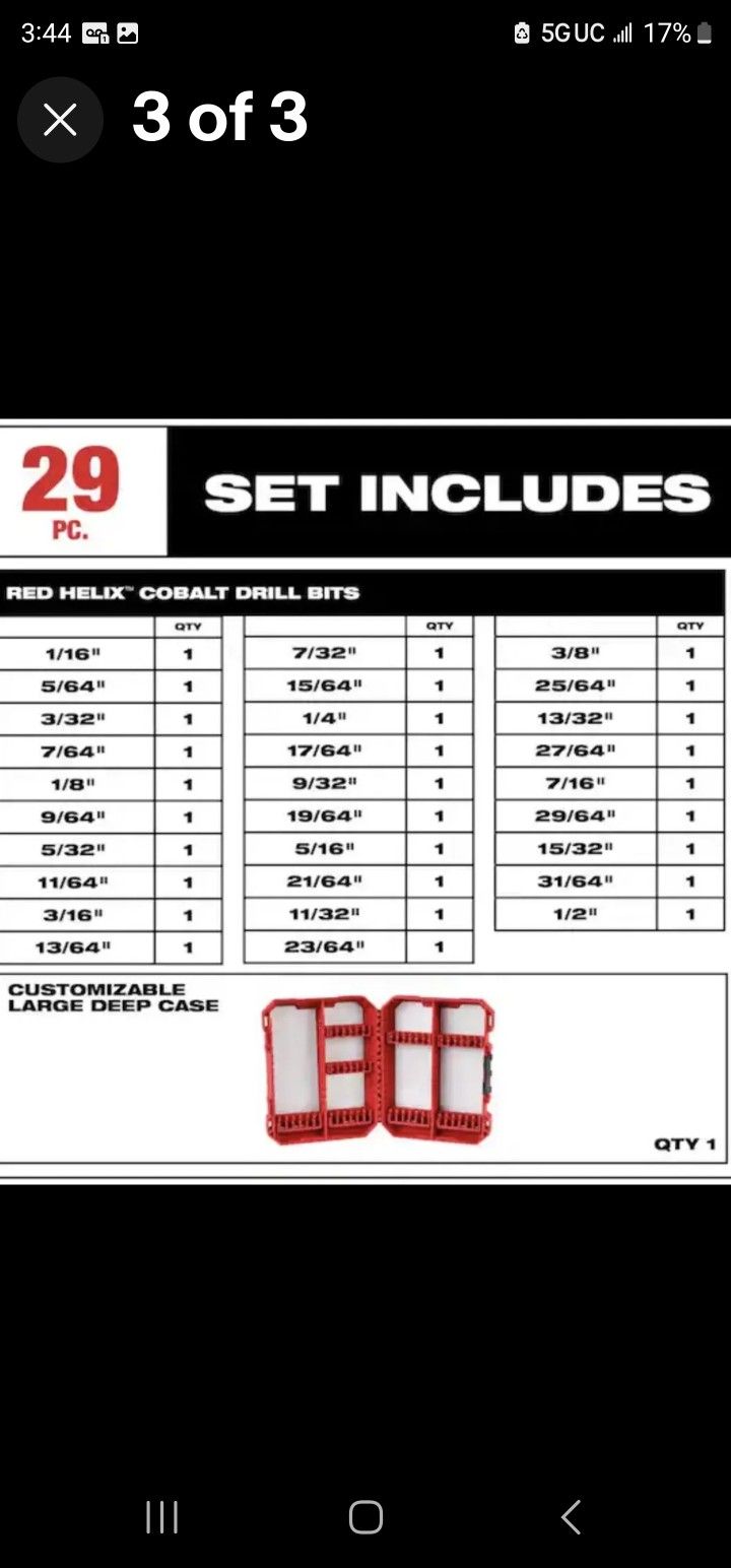 Milwaukee Electric Tools 48-89-2332 29Pc Cobalt Helix Drill Bit Set, Red