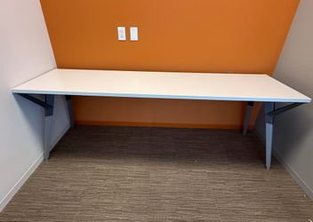 7’x2’ White Desk with Silver Legs