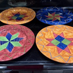 Vibrant Hand-Painted Ceramic Plate Set – Mixed Patterns (12 Pieces)
