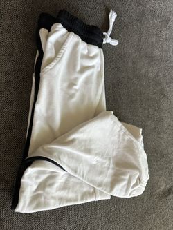  Cotton  Joggers White W Black Stripe Sz 12
