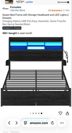 Queen bed Frame with LED lights