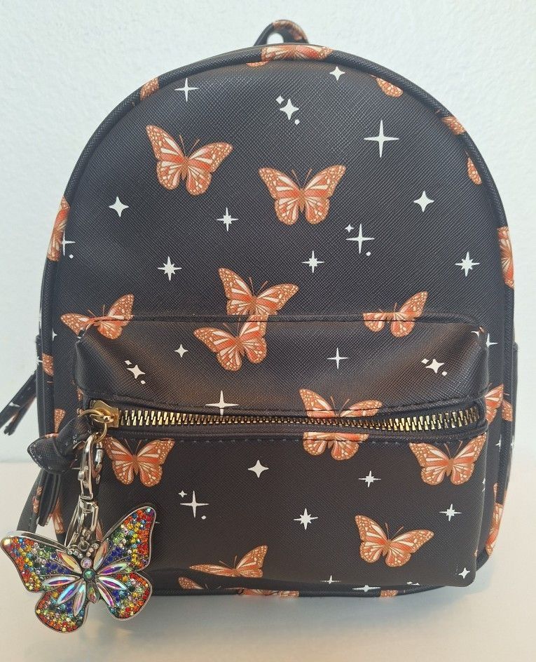 Under One Sky Mini Backpack with Multicolor Butterfly Rhinestone Keychain (Retails for $61.00)