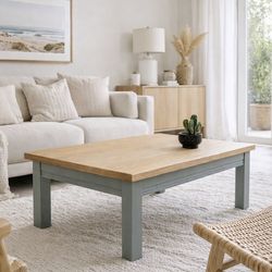 Solid White Oak Coffee Table – Refinished | Modern Organic Style