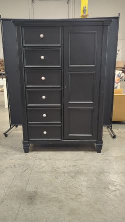 Ashley Furniture Black Wood Armoire with Six Drawers