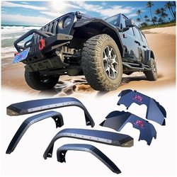Fender Flares Compatible with Jeep Wrangler JL/JLU 2018-2025 | Desert Viper Blade Design –No-Drill Bolt-On | Aggressive Trail Attacks