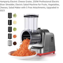 Homparty Electric Cheese Grater, 250W Professional Electric Slicer  Shredder, Electric Salad Machine for Fruits, Vegetables, Cheeses, Salad  Maker with