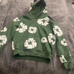 Green Denim tear hoodie