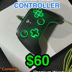 🎮 Xbox One Premium Wired Controller LED Green Light Up 🔥
