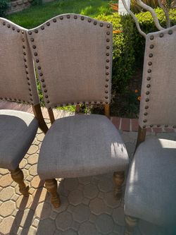 6 light gray beautiful dining chairs