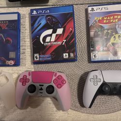 PS5 Controllers and Games.