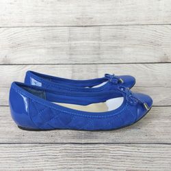 New Isaac Mizrahi Delite Blue Quilted Suede Ballet Flats Size 5.5