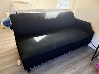 Black Fabric Sofa with Nailhead Trim