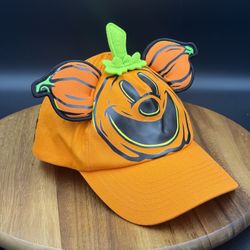 Disney Baseball Cap Hat Halloween Mickey's Pumpkin Patch Jack-o'-Lantern Glow In The Dark