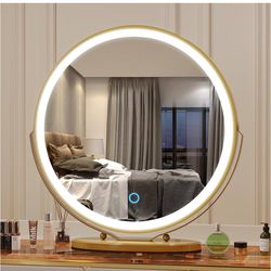 New Vlsrka 20 inch Vanity Mirror with Lights, Round LED Makeup Mirror, Large Makeup Mirror with Lights, High Definition Lighted Up Mirror for Bedroom,