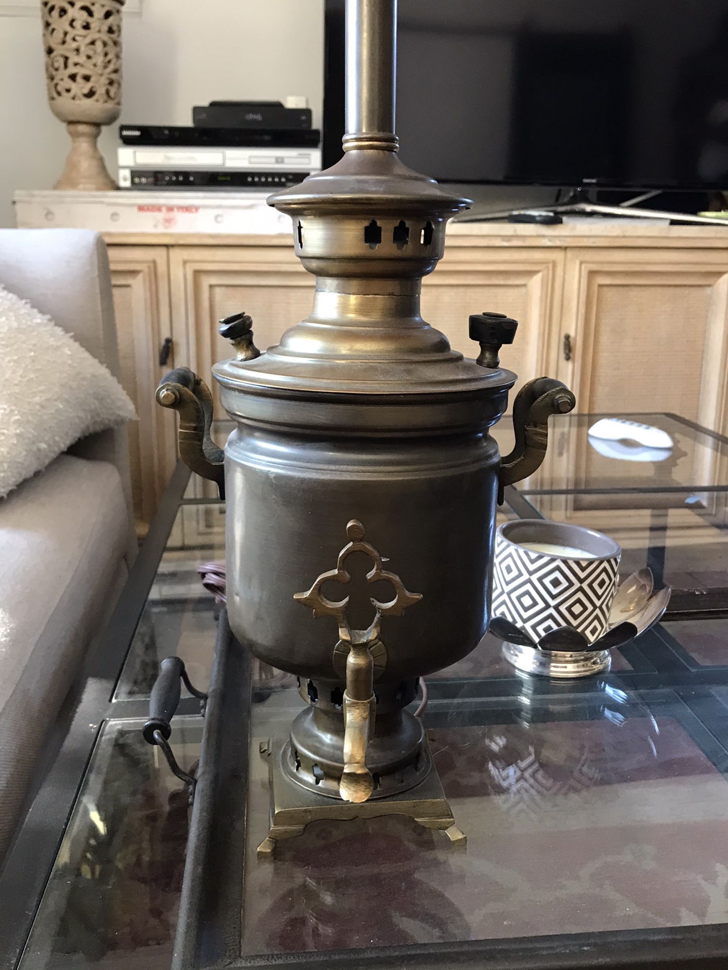 Vintage or antique brass Russian Samovar lamp (sells for $650+ on other sites!) read my post pls
