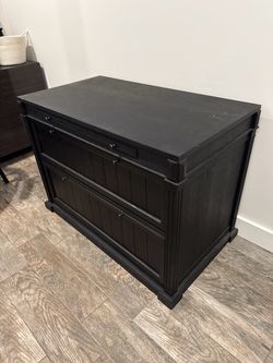 Restoration Hardware Black Wood Library Modular 2-Drawer Lateral File Cabinet