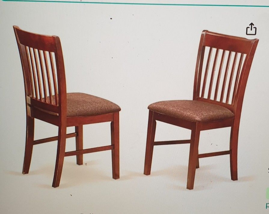 Two Kitchen Wooden Fabric Chairs