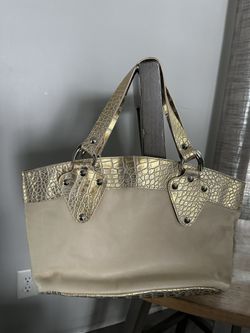 Italian 100% Genuine Real Leather Purse Crocodile Texture Tote Bag