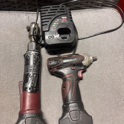 Matco tools 1/4" Impact Wrench & 1/4" Bridged Head Ratchet W/ Charger and 2 batteries 