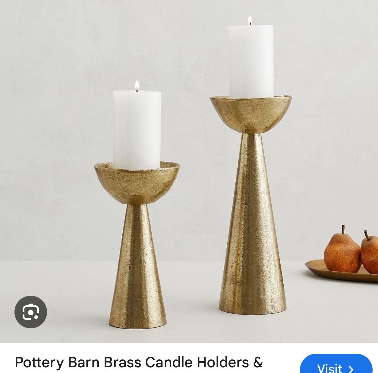 Pottery Barn Brass Candle Holders (2) 