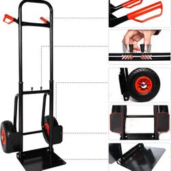 New Heavy Duty Hand Truck Dolly Cart Trolley Cart with Telescope Handle 9.4" PU Wheels