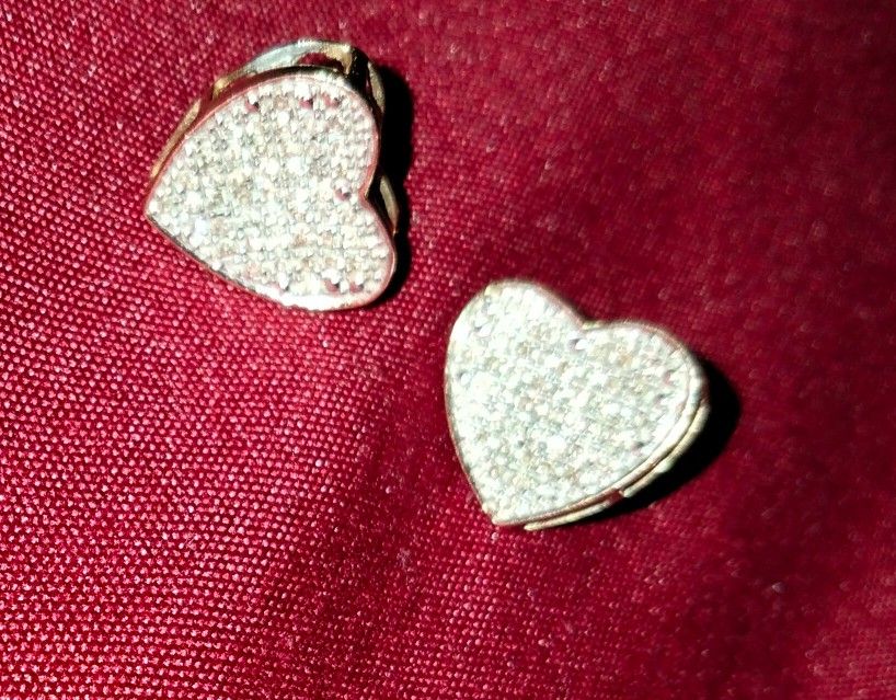 10K Diamond Earrings Heart Shaped