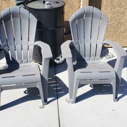 Two Hard Resin Patio Chairs
