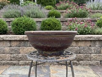 Wide Rustic Ceramic Bowl w/ Drainage