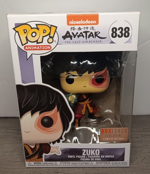 Box Lunch Exclusive Glow-In-The-Dark Zuko #838 Funko Pop Collectible Figure
