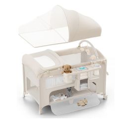 in 1 Baby Bassinet, Pack and Play, Bedside Crib Sleeper, Diaper Changer -