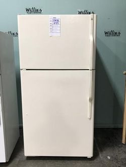 GE BISQUE TOP AND BOTTOM REFRIGERATOR $249. #13478