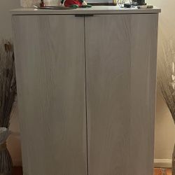 White Oak Melamine Storage Cabinet with Adjustable Shelves