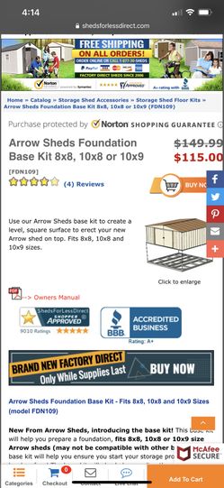 Shed foundation 8x8, 10x8, 10x9