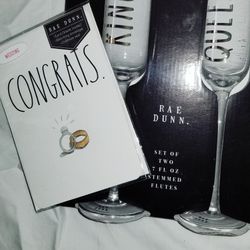 Ray Dunn Champagne Flutes w Card