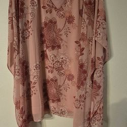 🌸 Pink Floral Sheer Sleeve Blouse (Avenue)