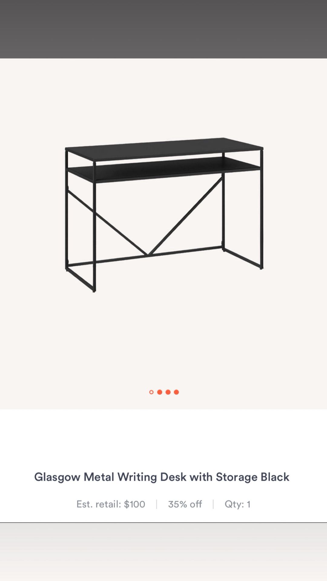 Glasgow Metal Writing Desk with Storage Black