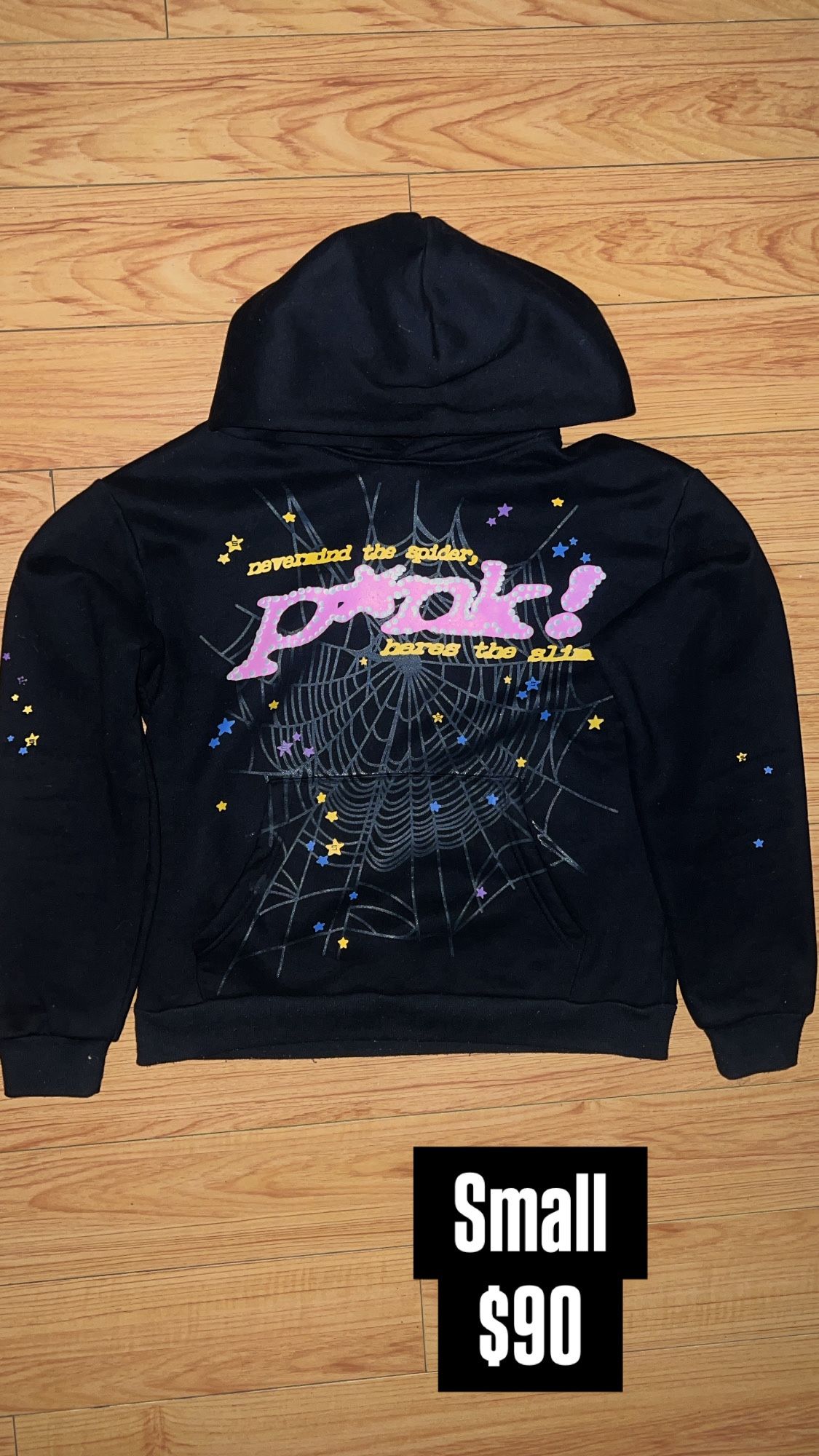 Black Pink Sp5der Hoodie Size Small