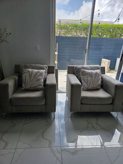 Grey large accent chairs