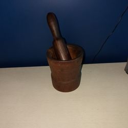 Old Wooden Mortar and Pestle