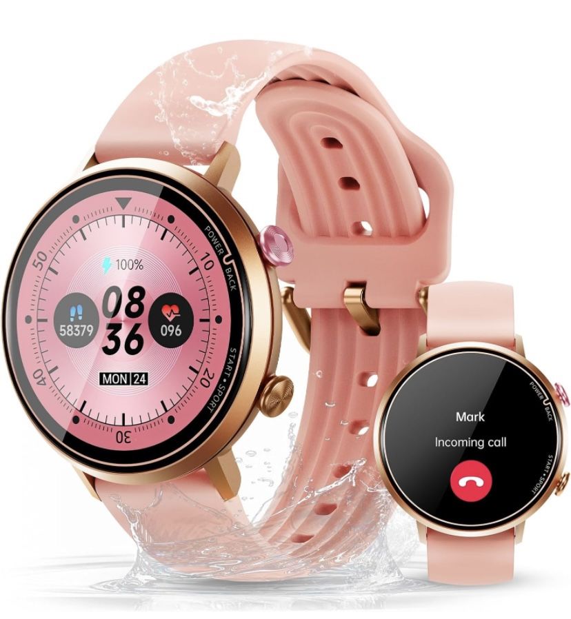 Waterproof Smartwatches for Women, 1.32-inch HD with Full Touch Color Screen, Heart Rate, Sleep Monitor, Pedometer, Watches Compatible with iPhone & A