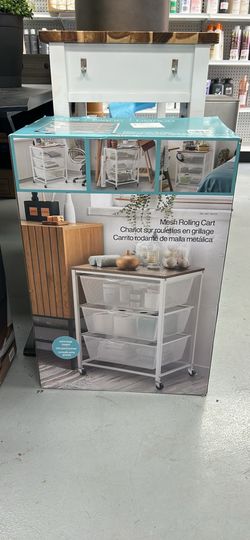 Edifice Mesh Rolling Cart, 3 Tiered Baskets