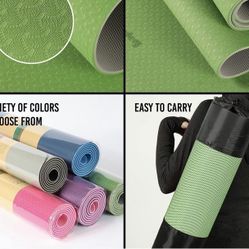 🆕 Yoga Eco Friendly Fitness Exercise Workout Mat w/ Storage Bag, Extra Thick TPE Yoga Mat , Double-Sided Non Slip, Waterproof 🆕