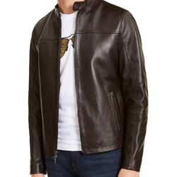 MICHAEL KORS  Men's Leather Racer Jacket