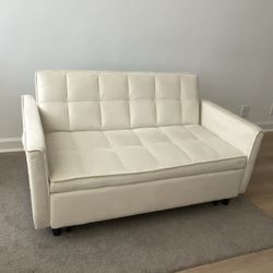  White Futon Sofa Bed – Modern Convertible Couch