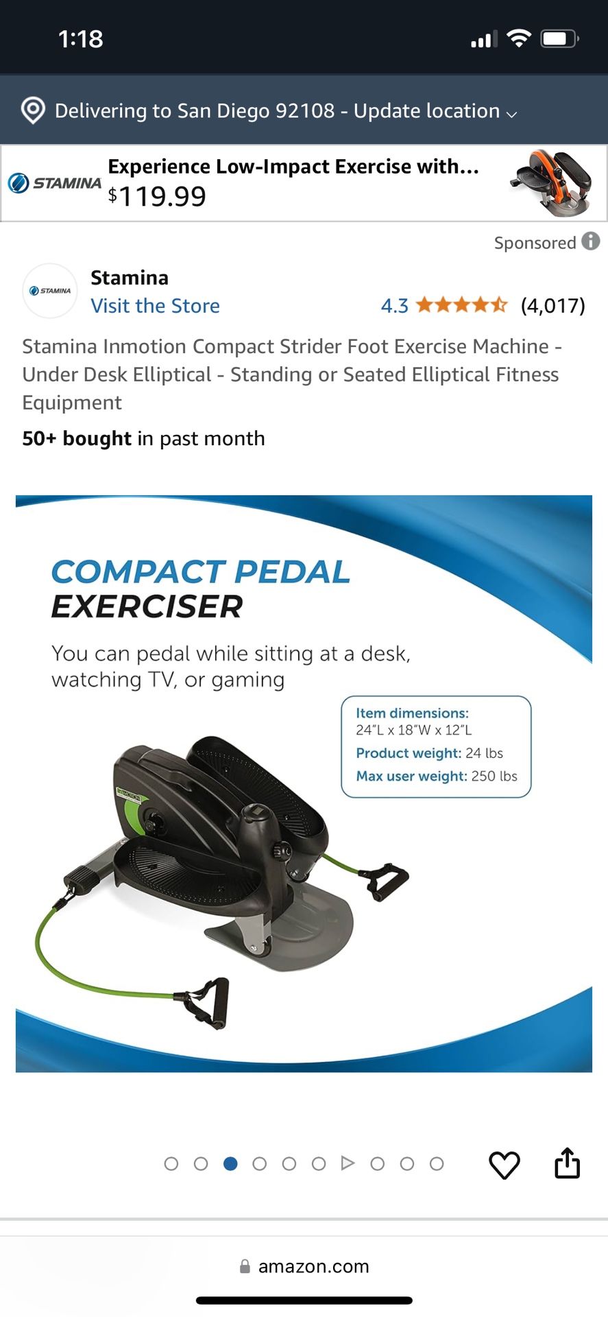 Inmotion Compact Strider Elliptical Exercise Machine